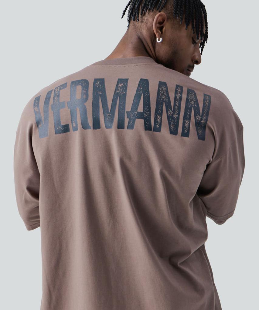 Beleumaneopaeleol Crack Logo Oversized Short Sleeve T-Shirt Brown