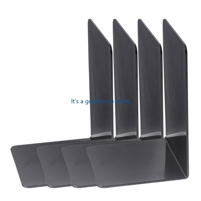 4 Stück Acryl Buchstützen Buchhalter Ständer Buchstütze Buchstopper L-Form Buchstützen Schreibtischorganizer für Bücher Zeitschriften