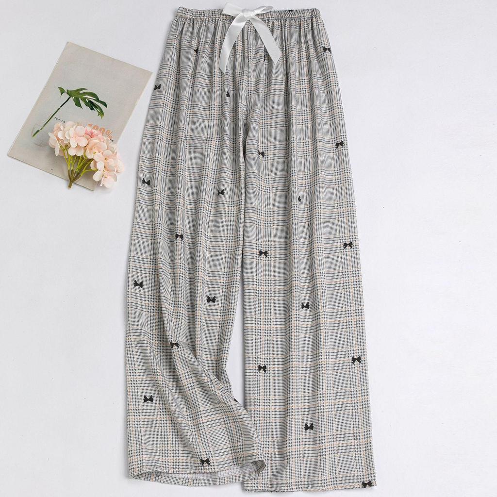 Women's Floral Cotton Silk Pajama Pants, Mosquito Repellent, Outdoor & Home Wear, Plus Size, Lightweight Summer Style.