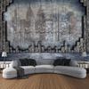 Vintage Stone Wall Tapestry Colorful Wooden Board 3D Brick Wall Art Decoration Wall Hanging Bedroom Living Room Home Decoration