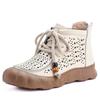 The First Layer of Cowhide Summer Thick-soled Hollow Small Short Boots Retro Breathable Martin Boots Genuine Leather Boots Women's Cool Boots