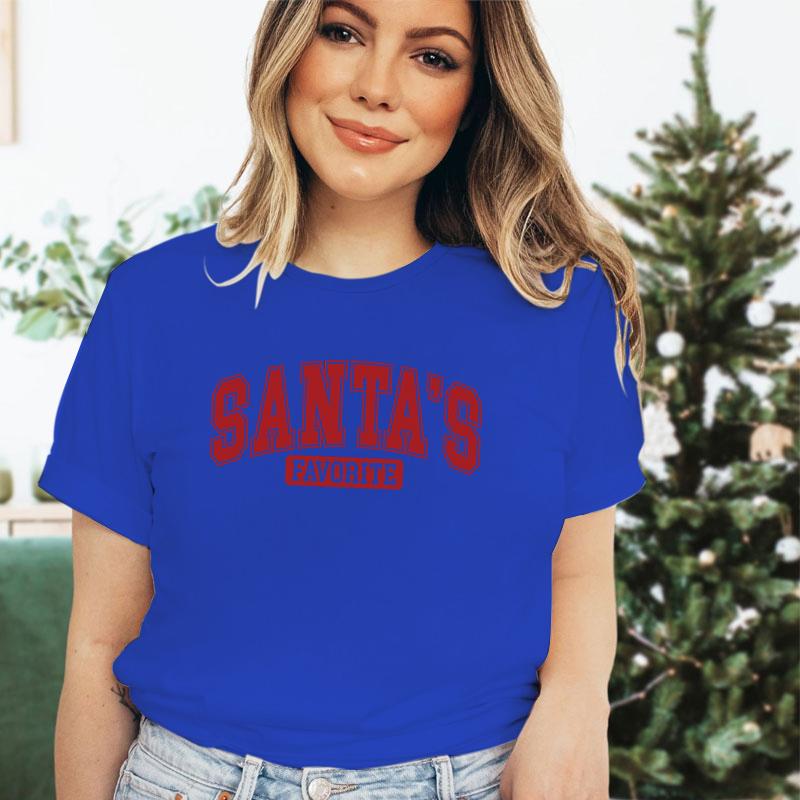 Women T Shirt Santas Favorite Christmas Season Print Tops Tee White Tshirt Female Summer Tshirt Graphic Tee Female Tops Tee