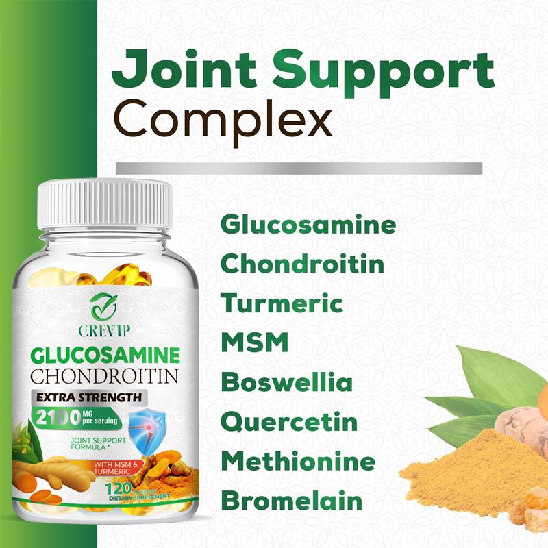 GREVIP Glucosamin Chondroitin Kapseln, Gelenkunterstützung Nahrungsergänzungsmittel, Antioxidative Vorteile, Lindert Rücken- und Handschmerzen