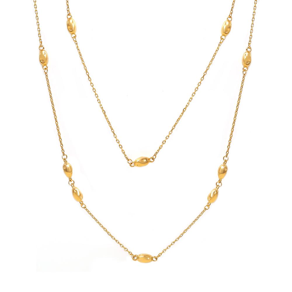 European & American Long Double-Layered Beaded Sweater Chain, Titanium Steel Clavicle Chain for Women, Simple & Versatile Design