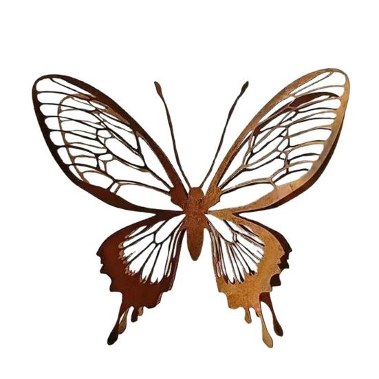Rusty Butterfly Garden Decor Hollow Out Butterfly Silhouette Lawn Decoration Double Layer Butterfly 1pc