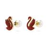 Swarovski Swan Embedded Decoration Imitation Crystal Gold-Plated Imitation Pearl Earrings Women Earrings Red 5677597