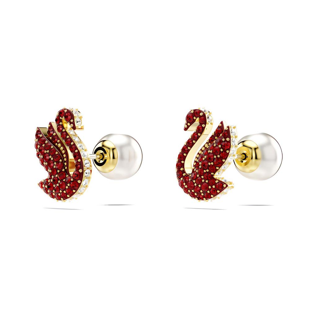 Swarovski Swan Embedded Decoration Imitation Crystal Gold-Plated Imitation Pearl Earrings Women Earrings Red 5677597