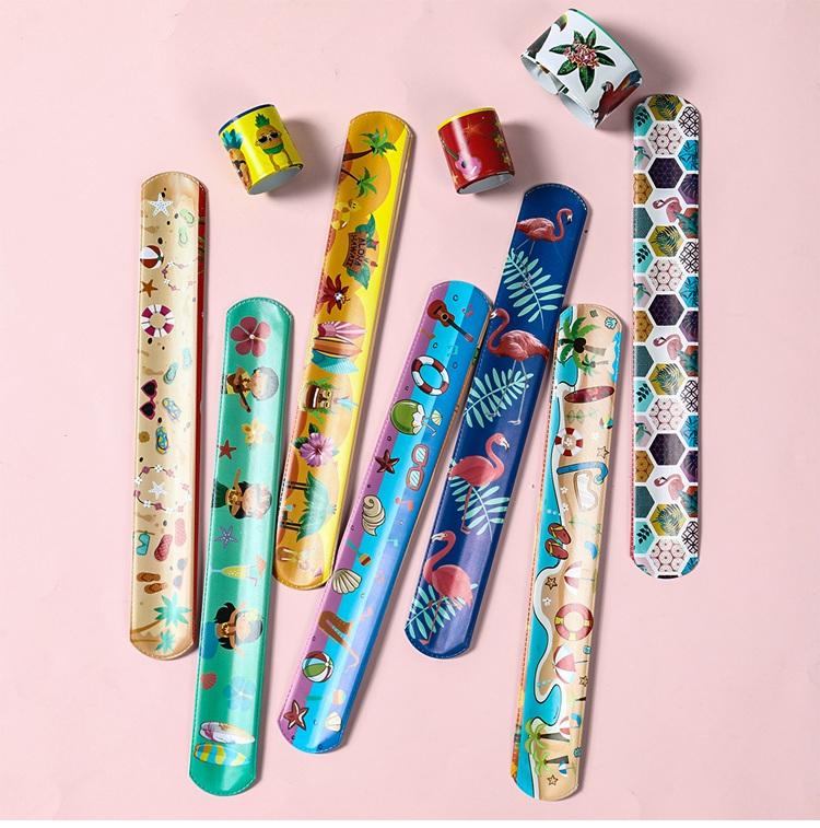 Hawaii Slap Bracelets Mermaid Dinosaur Animals Wristband Gifts Birthday Party Supplies Kids Favor Toys Baby Shower Party Supplie