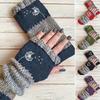 High Quality Embroidered Knit Gloves Cotton Thickened Half Finger Gloves Warm Soft Fingerless Gloves Autumn Winter
