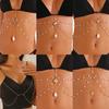 Charme Rétro Perle Baroque Coquillage Solaire Chaîne de Perles à Gland Chaîne de Poitrine pour Femmes Chaîne de Corps Sexy Bikini Chaîne de Corps Bijoux de Corps pour Vacances à la Plage