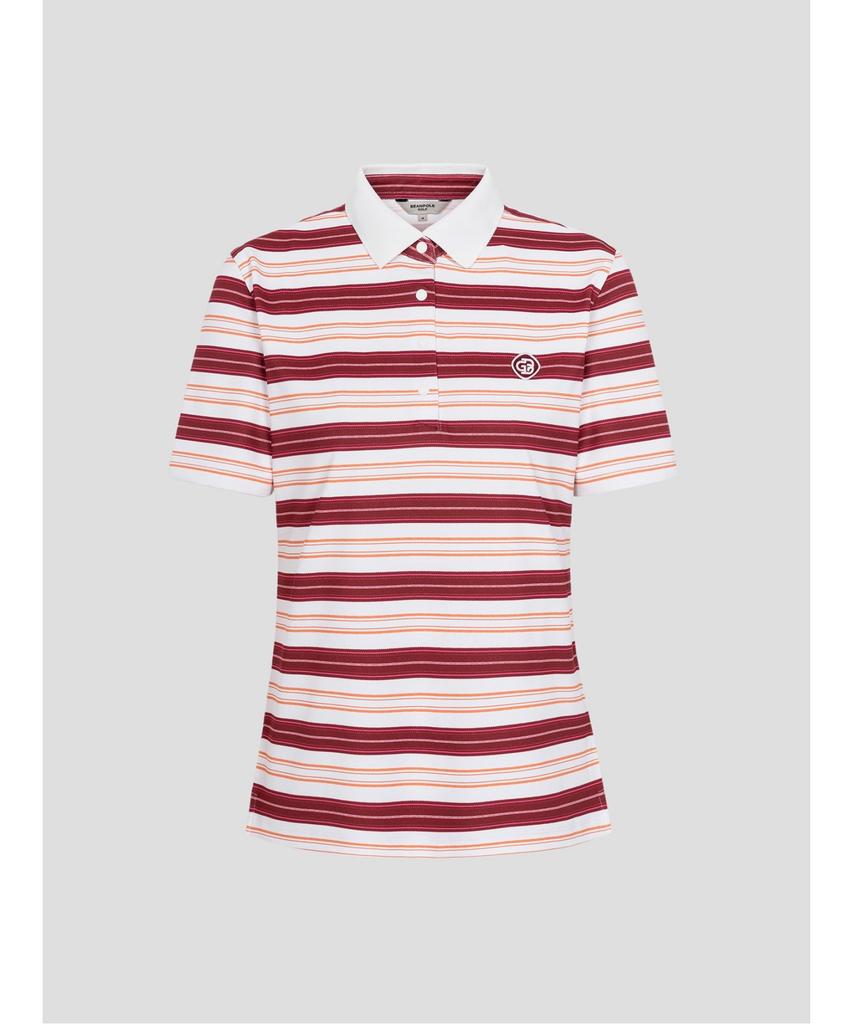 BEANPOLE GOLF Women'S Striped Short Sleeve T-Shirt - Wine