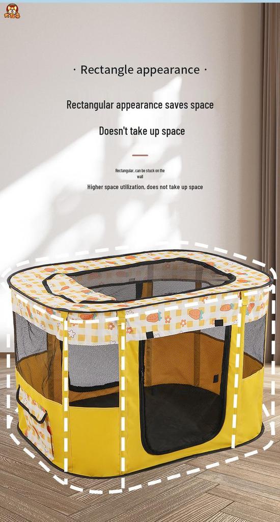 Rectangular Folding Pet Cage with Bed for Dogs & Cats