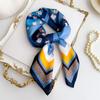 Summer New Flower Printing Scarf Simulation Silk 71cm Small Square Scarf Simple and Versatile Sun Protection Professional Scarf Women