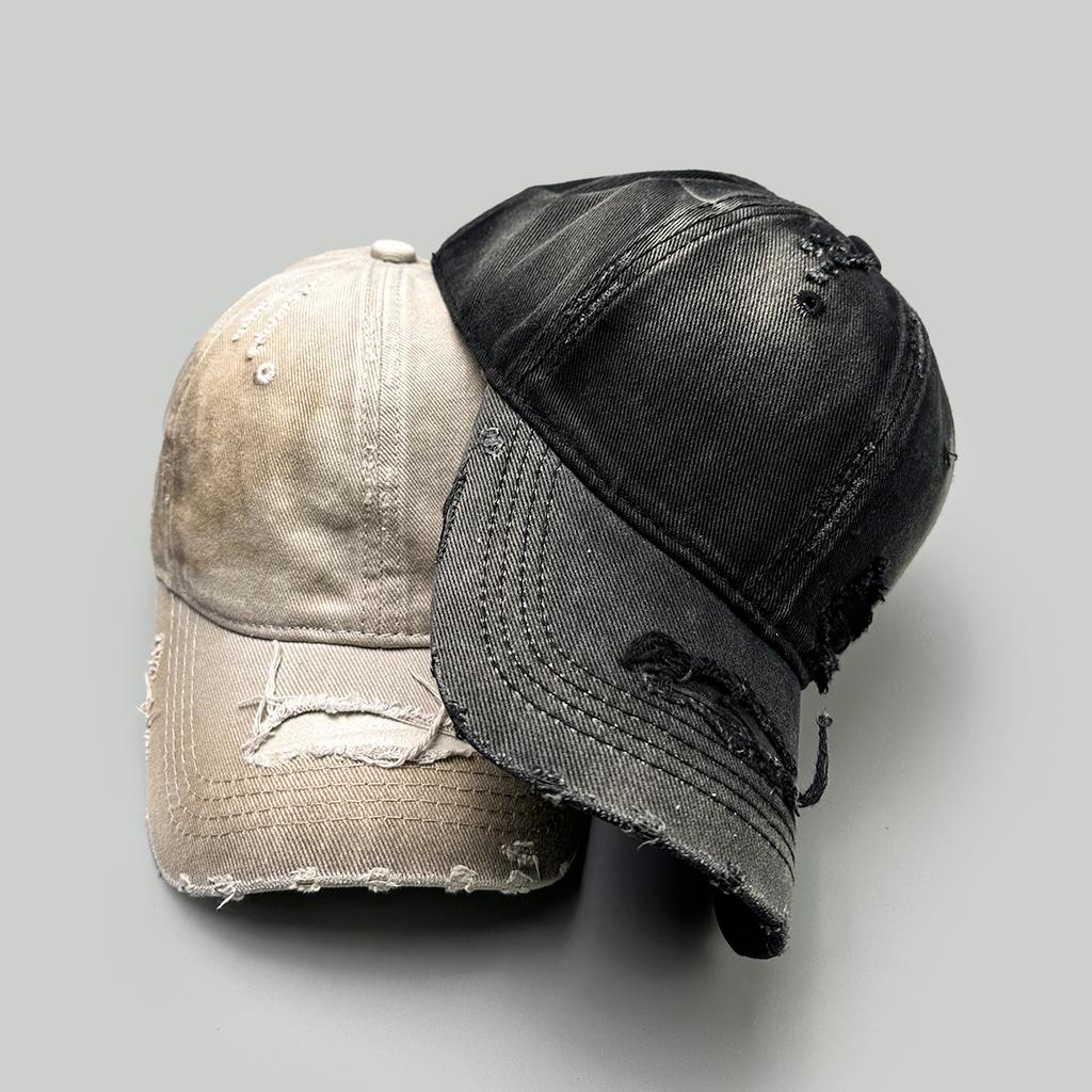 Distress Farbverlauf Einfarbig Baseballkappen Sonnenschutz Gebrochener Stil Neue Herren Damen Vielseitig Persönliche Mode Straße Schirmmützen