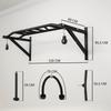 Wall-Mounted Pull-Up Bar Multi-Grip Fitness Bar with Cable Pulley System, 200kg Load, Steel 126x60x45.5cm, Black