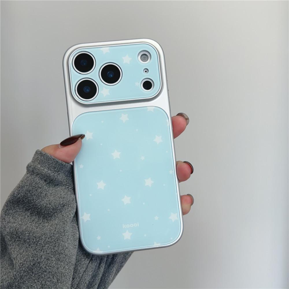 

Large Star Window Phone Case with Star Pendant, Compatible with iPhone 17/16 Pro/15/14 Pro, Korean Style for Women For iPhone 16