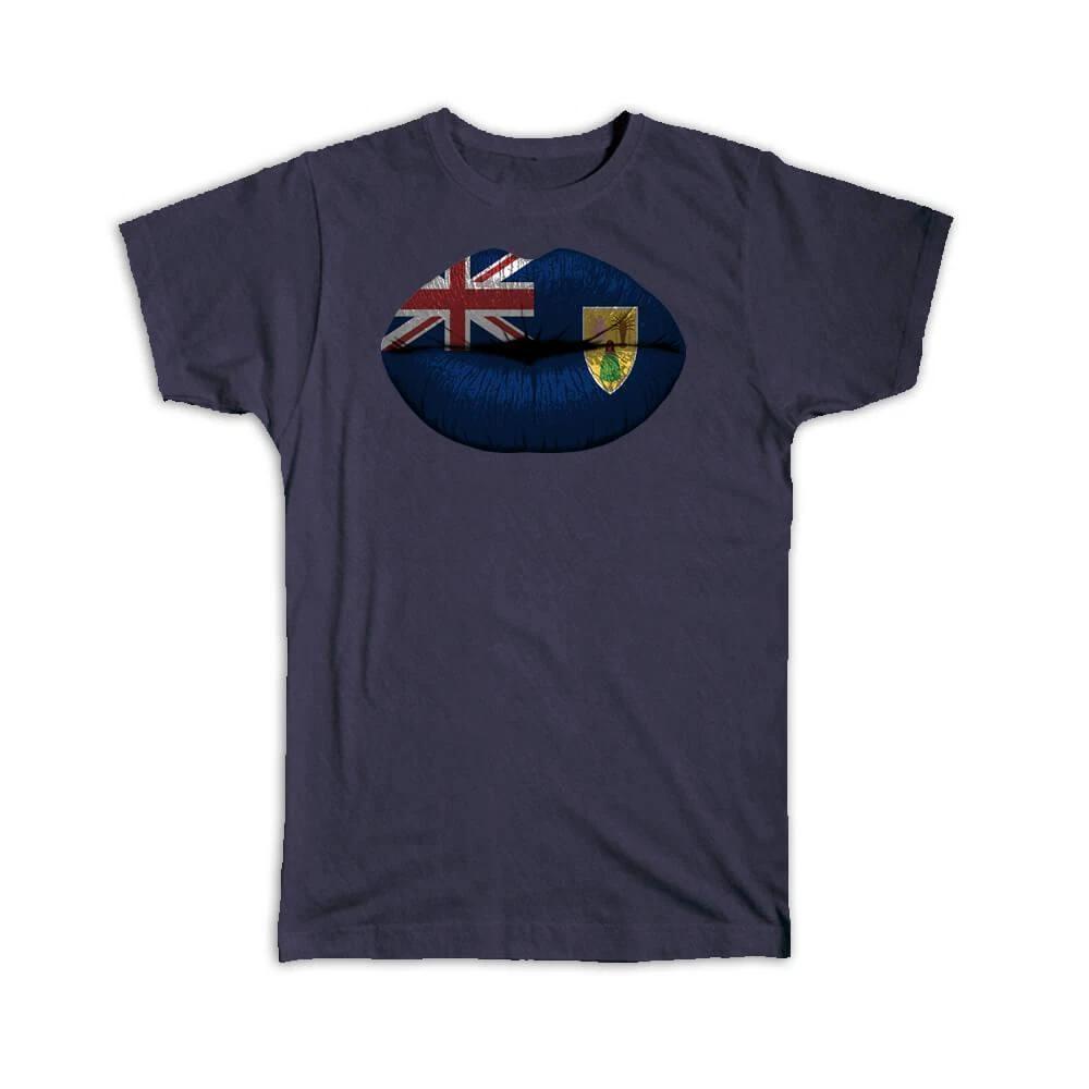 

Gift T-Shirt : Lips Turk And Caicos Islands Flag Islander Expat Country For Her M