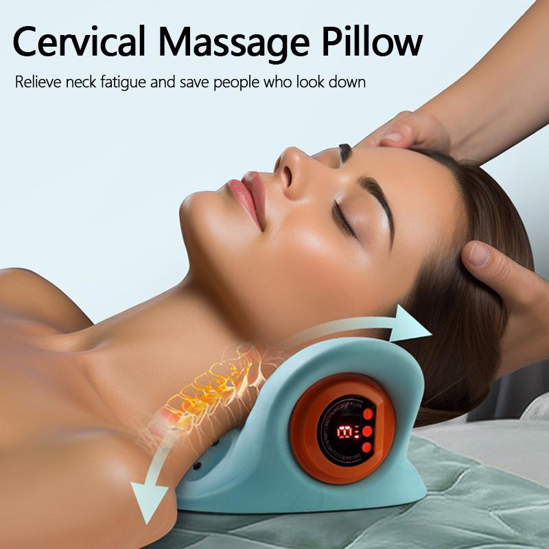 Electric Shiatsu Massage Pillow EMS Neck Massager with Heat Vibration for Pain Relief Deep Tissue