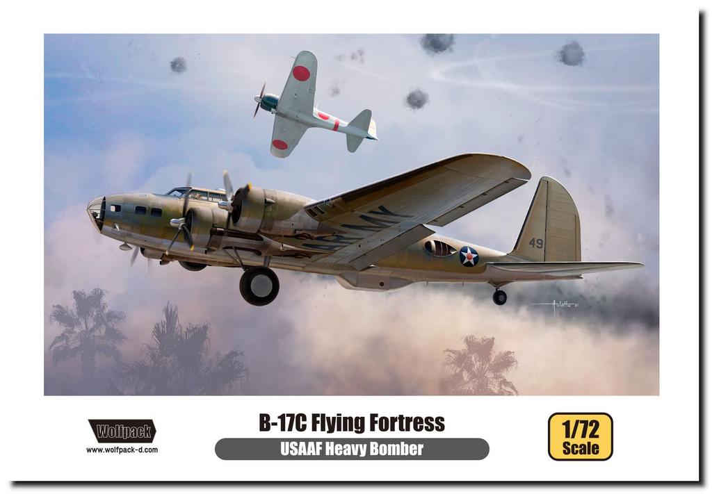 Wolfpack Designs 1/72 Scale U.S. Army Air Forces B-17C Flying Fortress Premium Edition Plastic Model Kit (WOLWP17212)