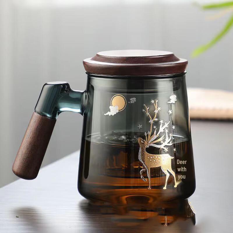Walnut Wood & Glass Tea Infuser Mug