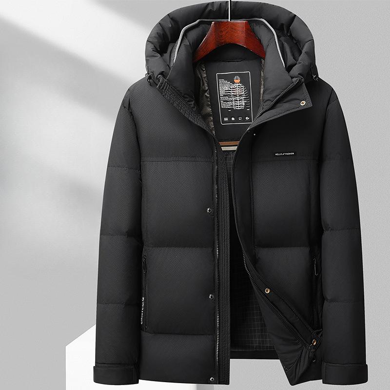 

Осенне-зимняя теплая утиная пуховая куртка с капюшоном из белого утиного пуха с утолщенным графеном для молодежи 170 чёрный