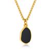 European and American Irregular Oval Epoxy Pendant Color Titanium Steel Necklace for Men