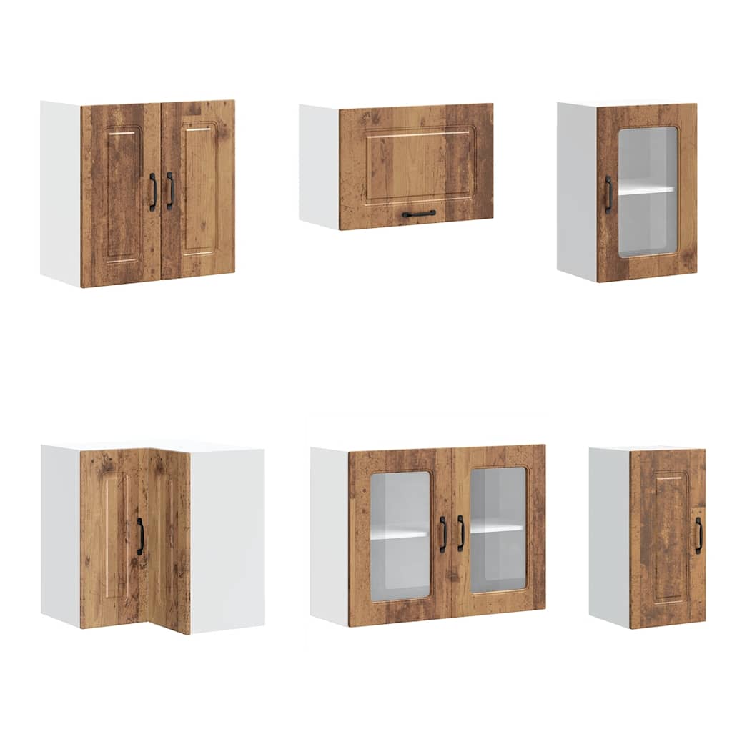 11 Piece Kitchen Cabinet Set Kalmar Rustic Wood Look Particleboard