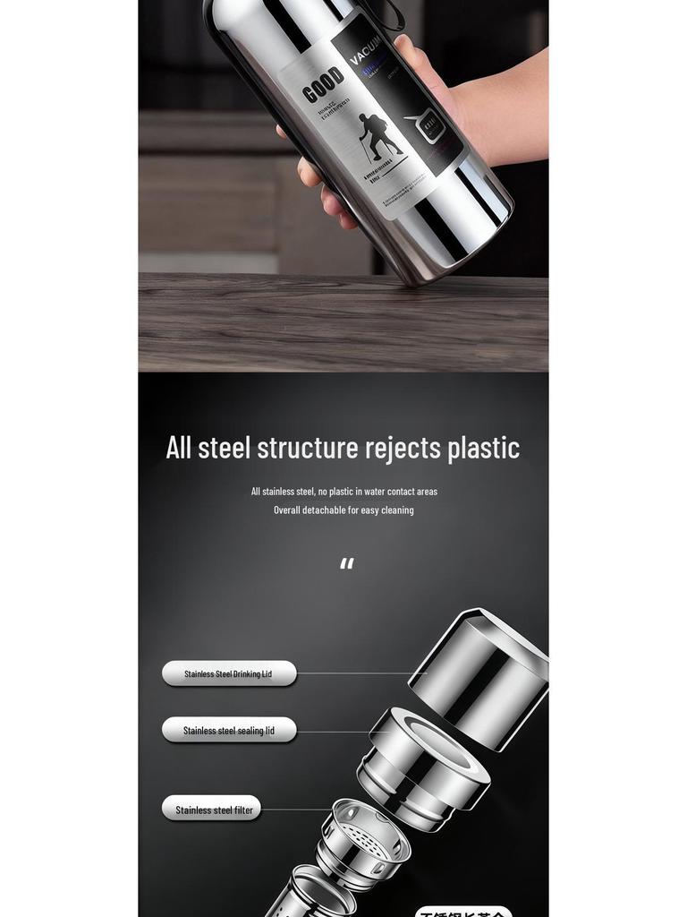 316 Stainless Steel Insulated Kettle with Tea Separator - Large Capacity, Custom Logo, Unisex