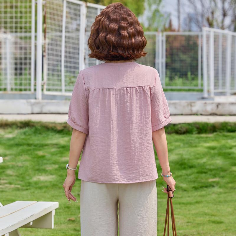 Middle-Aged Women's New Chinese Style Short Sleeve Two-Piece Set