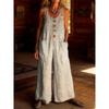 2026 Women's Vintage Summer Cotton and Linen Button Pocket Comfortable Sleeveless Casual One-piece Wide Leg Jumpsuit
