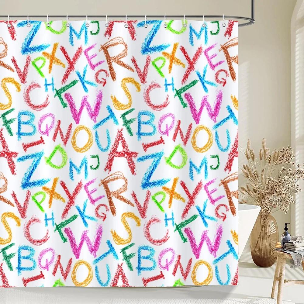 Digitaldruck Wasserdicht Polyester Bunt Duschvorhang Moderner Farbdruck Für Badezimmervorhang Lange Duschvorhänge