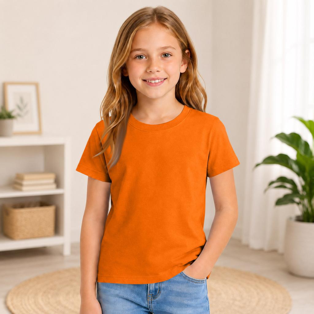 Kids Color Short Sleeve Round Neck T-Shirt for Everyday Casual Wear