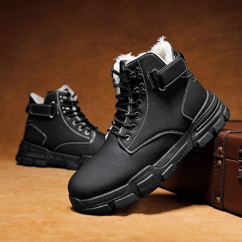 Cotton Boots Men's New Winter Velvet Thickened Warm Snow Boots Korean Version Trendy Retro British Casual Martin Boots