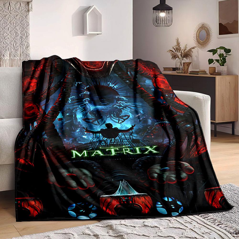 1pc The Matrix Flannel Throw Blanket - HD Printed Lightweight Soft Warm All-Season Blanket for Sofa, Bed, Travel, Camping 047