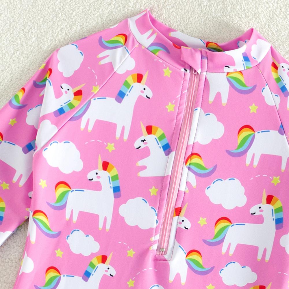 Leoparden-Schwimmen Einteiler für Mädchen 4–7 Jahre Kinder Bademode Langarm Strand Badeanzüge Kinder Badeanzüge Heiße Quelle