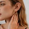 18k Real Gold Plated Geometric Oval Hollow Ear Buckle Simple Earrings