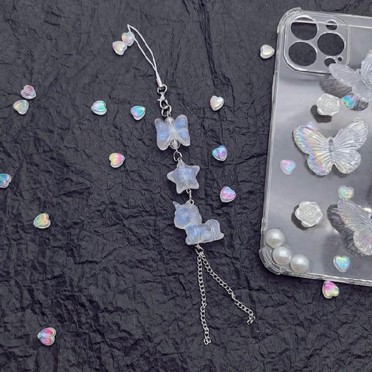 Y2K Phone Chain Cool Girl Sweet Pendant Strap with Star/Bowknot/Butterfly Charm