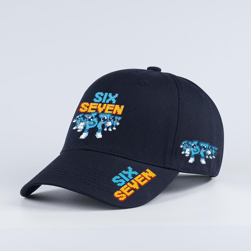 

Trendy Retro Pixel Six Seven Soft-Peak Baseball Cap: Stylish Cartoon Sun Hat Perfect For Sports, Outdoor Activities, And Fishing