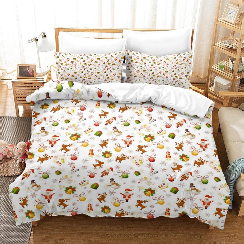 Christmas New Pattern Digital Printing Three-Piece Set 3D Three-Dimensional Polished Chemical Fiber Quilt Cover Pillowcase To Picture