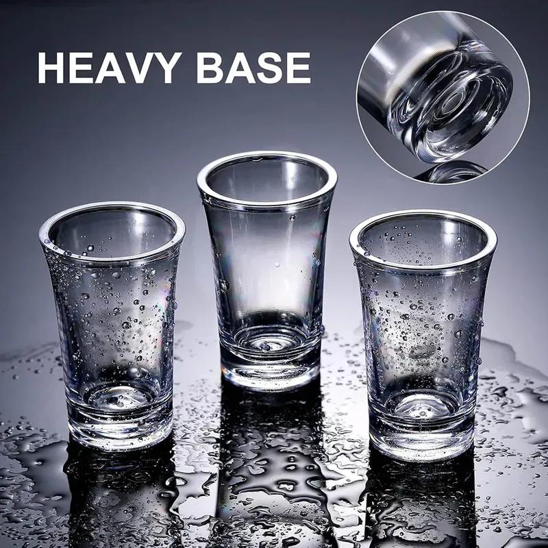 1.2oz Acrylic Shot Glass Bulk Set with Thickened Base Plastic Clear Shot Glasses Cups for Vodka Whiskey Tequila Espresso Liquor