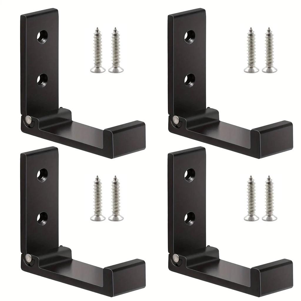 4pcs Heavy-Duty Aluminum Alloy Folding Coat Hooks - Wall Mounted, Rust Resistant Folding Hooks for Hanging Coats Towels Hats Bag