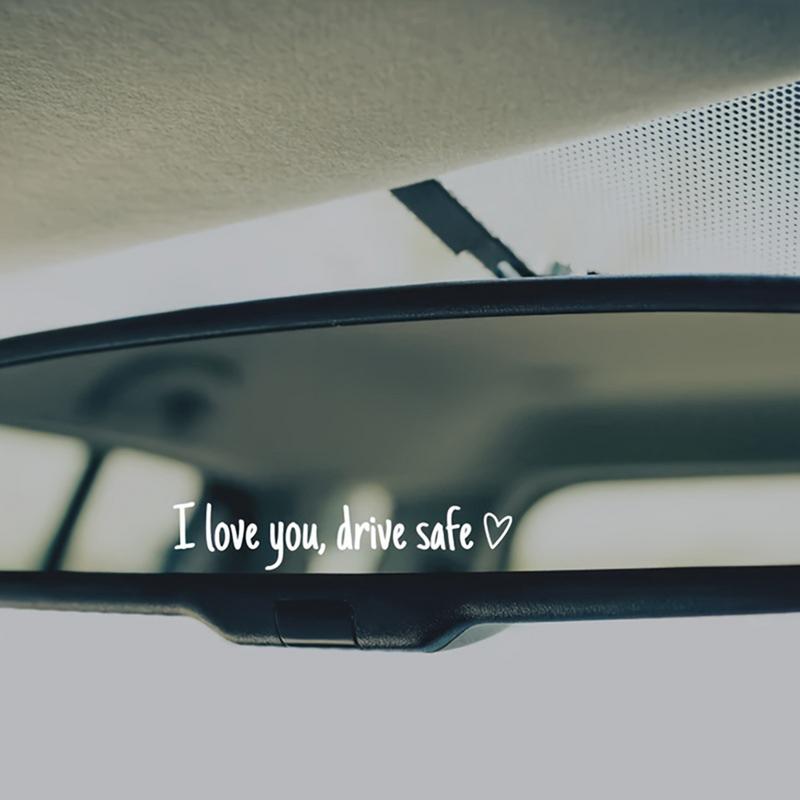 Car Mirror Stickers Car Window Decals For Women I Love You Drive Safe Waterproof Letters Emblem Labels For Window Bumper