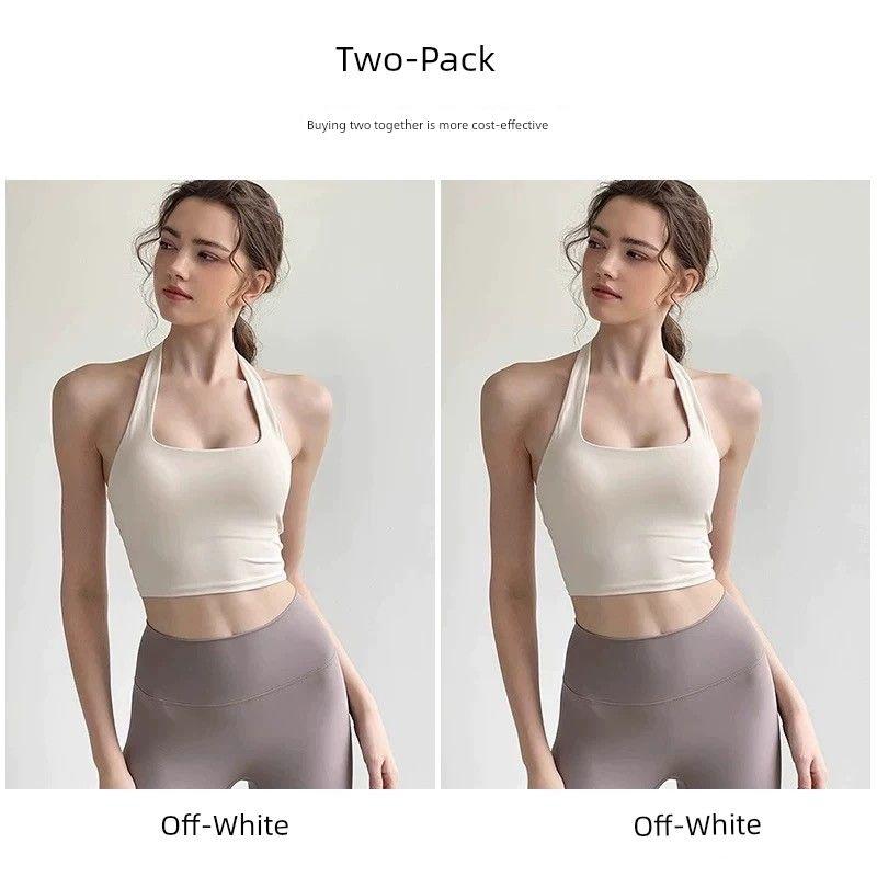 2026 New European and American Style Sexy Halter Neck Women's Push-Up Running Fitness Bra Outerwear Waist-Cinching Yoga Tank Top