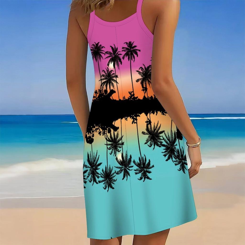 Women's Beach Dress Mini Dress Print Casual Modern Dress Sleeveless Loose Fit Outdoor Daily Summer