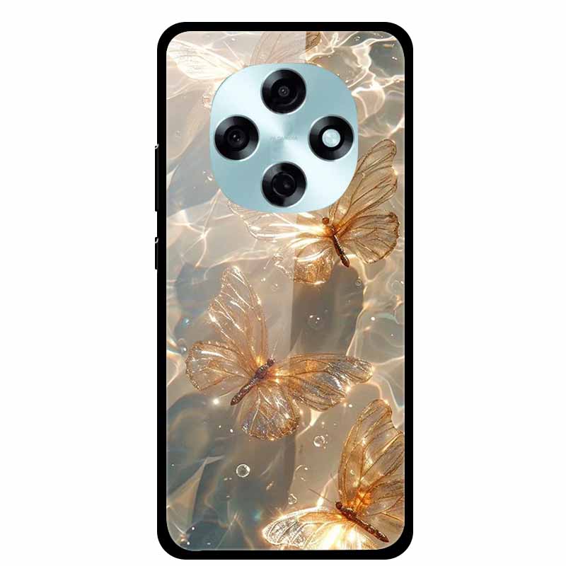 Butterfly Tempered Glass Case For A5i Pro A5 4G Case 6.67" Hard Back Cover Bumper For OPPO A6 Pro A6i A5 5G Cases Coque Capa