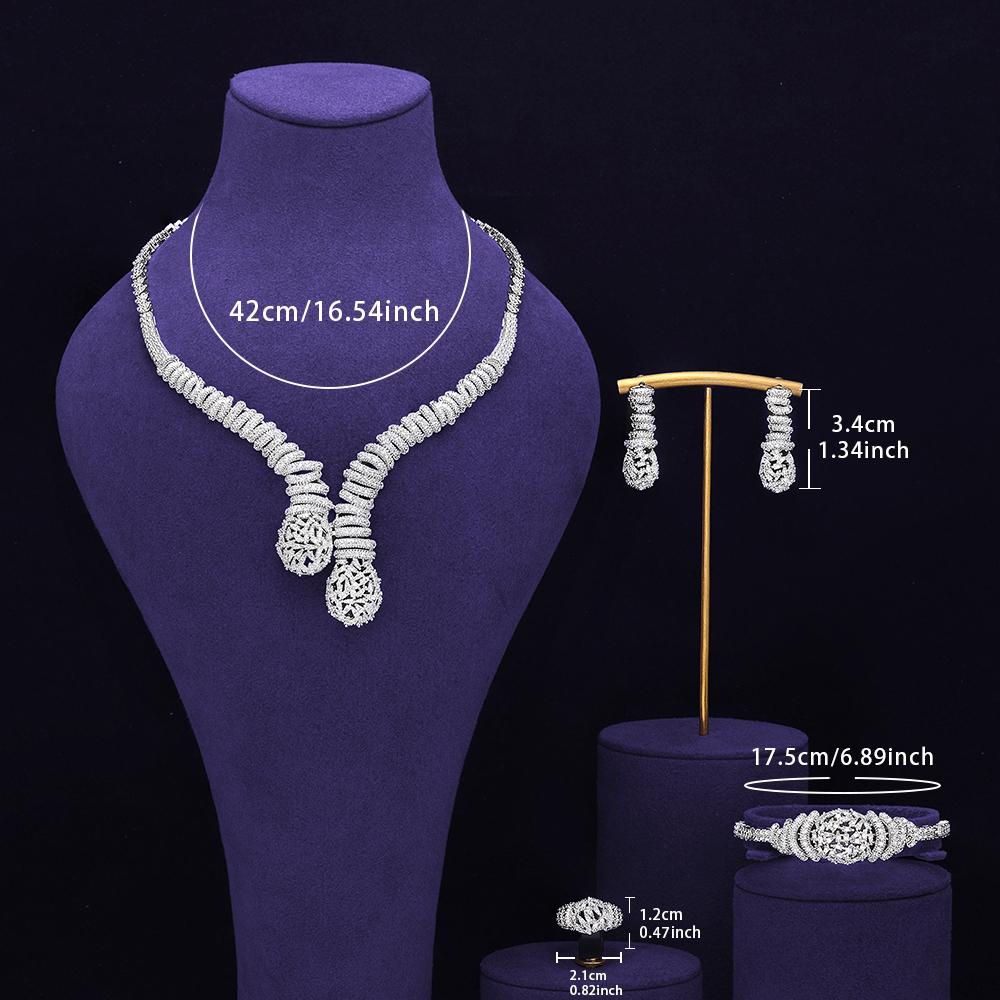 Sada svatebních šperků pozlacená bílým zlatem Svatební party Náhrdelník Šperky Sady Módní Dámské Doplňky
