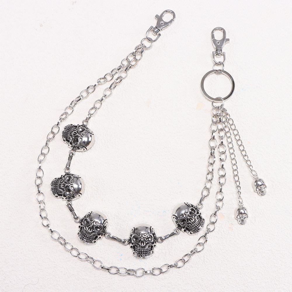 Retro Skull Jewelry Waist Chain For Men Punk Metal Multilayer Accessory