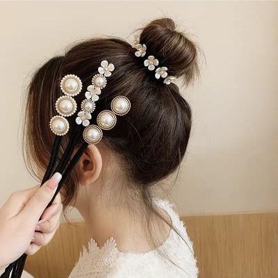 1 stück Elegante Perle Blume Dutt Maker Koreanische Faul Haar Curler Styling Zubehör Frisur Haarnadel Haare Flechten Flechter Hairgrip