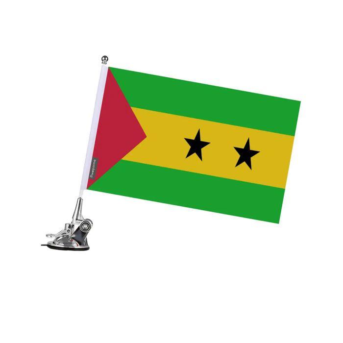 Drapeau - Sao Tomé-et-Principe - 27 x 35 cm - Mât à Ventouse - Polyester - Impression recto/verso