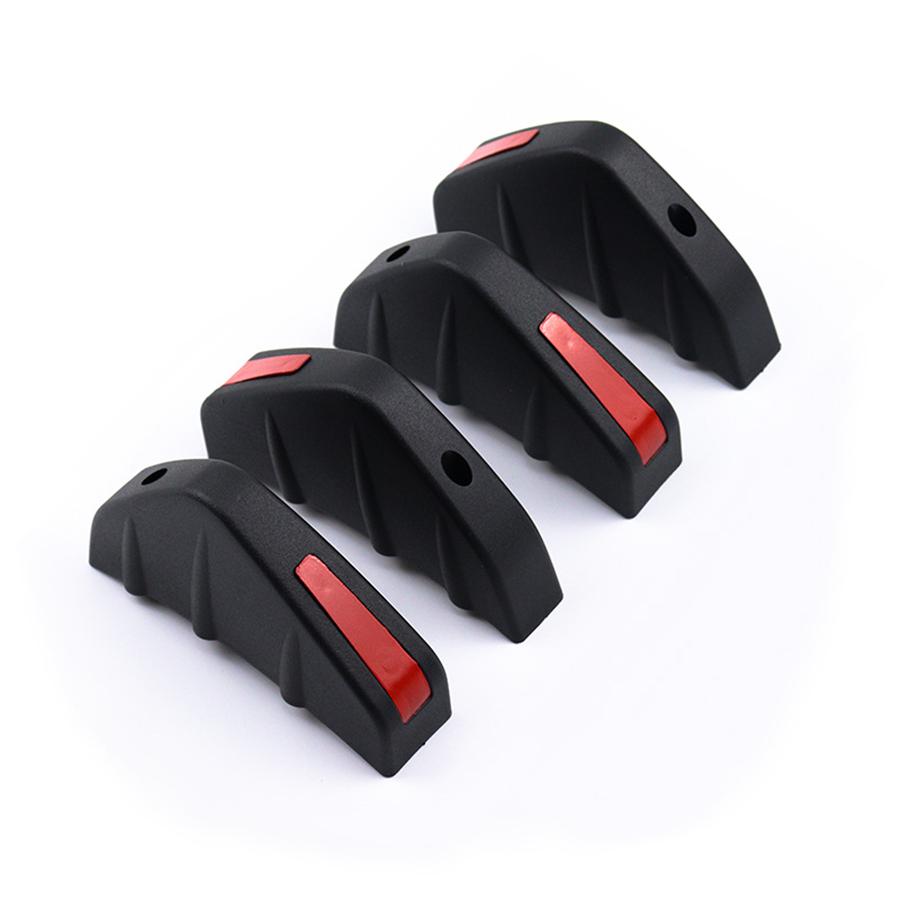 4Pcs Universal Car Rear Lower Body Bumper Lip Diffuser Shark Fin Kit Black + Red